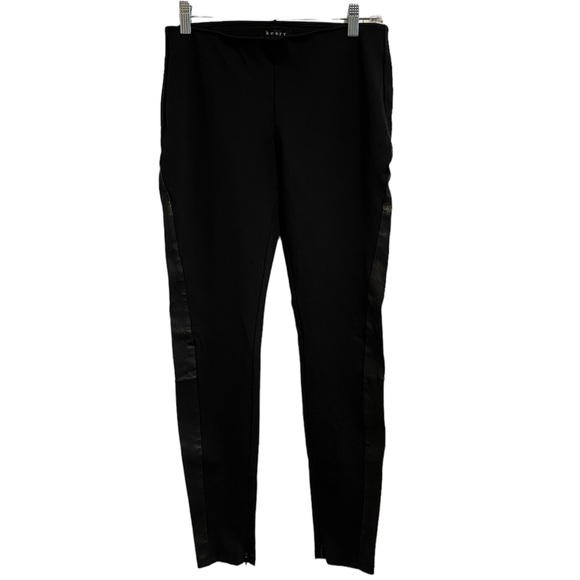 Theory Azray Techno Jersey Leather Side Panel Black Skinny Elastic Pants - Picture 1 of 11